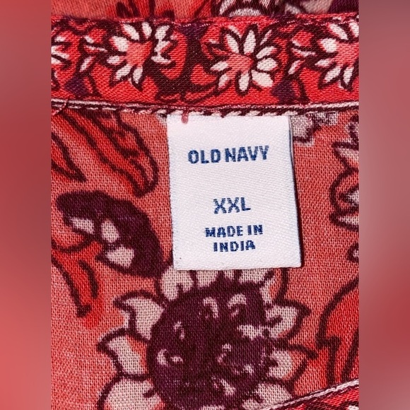 Old‎ Navy Women Oversize Floral Print Split Neck Plus Size Poet Blouse XXL - Picture 3 of 7